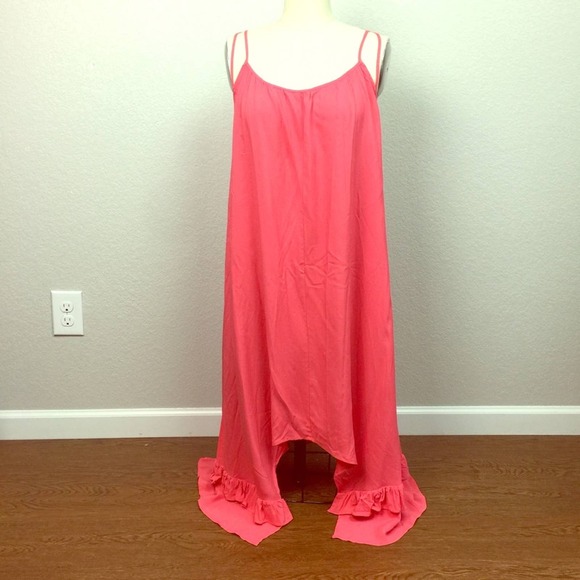 BNWT! LOVESTITCH Coral Asymmetrical Dress Size M/L - Picture 1 of 6